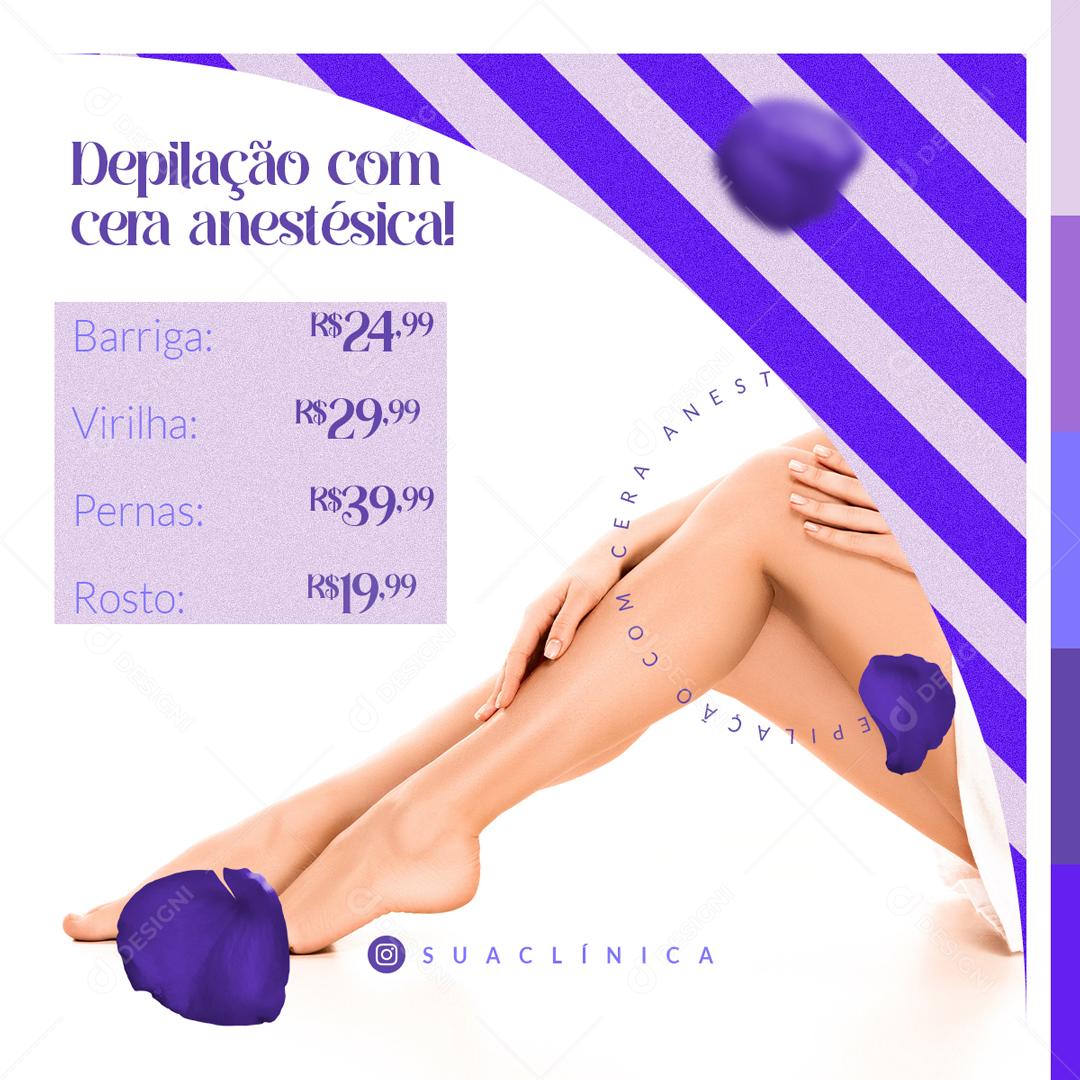 Depilação Com Cera Anestésica Social Media PSD Editável