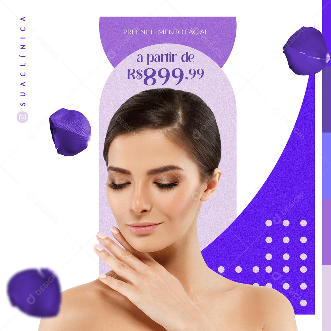 Procedimento Facial Clinica Com Promoção Social Media PSD Editável