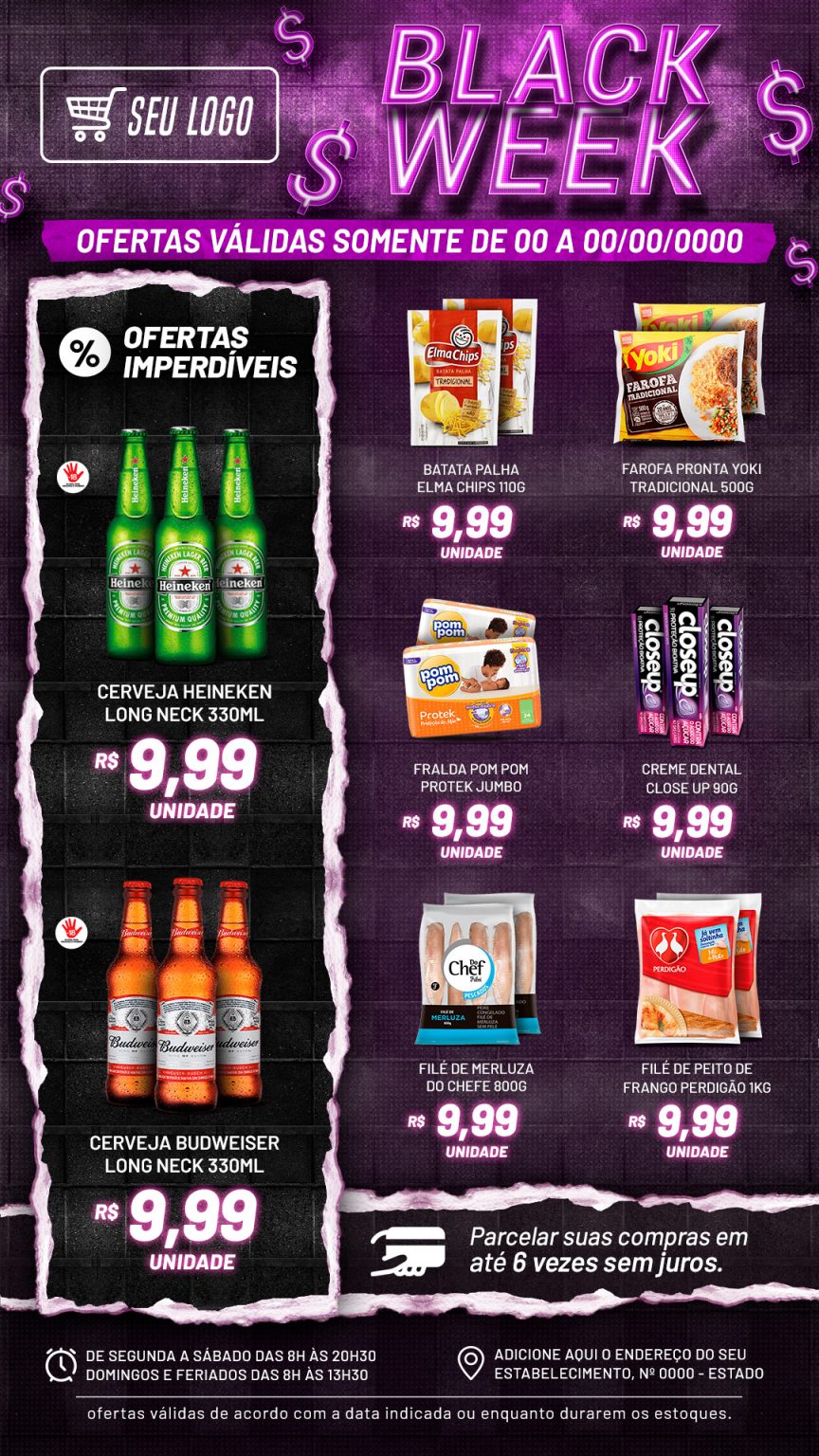Encarte Black Week Produtos Cerveja Social Media PSD Editável