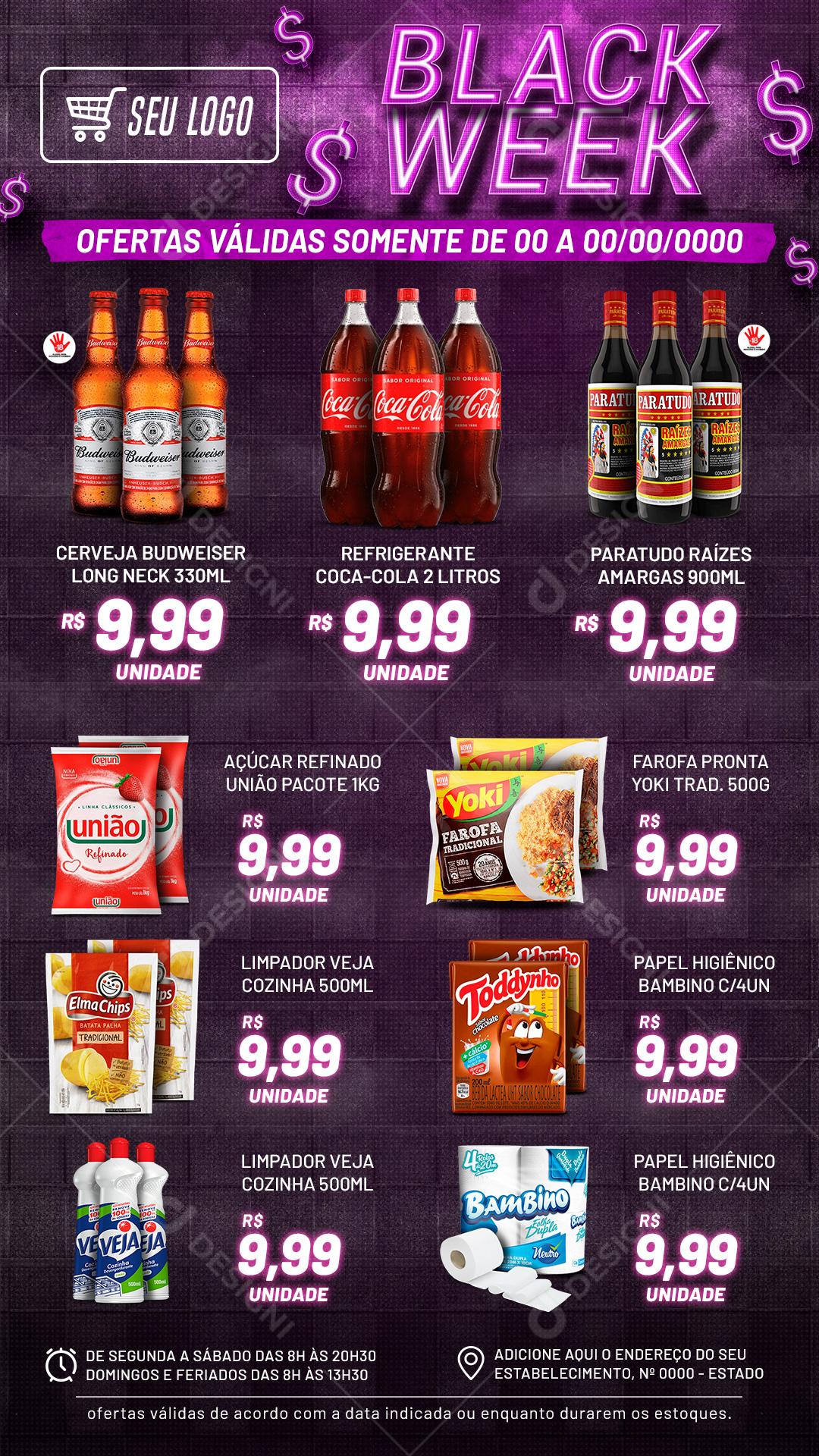 Encarte Black Week Produtos Cerveja Social Media PSD Editável