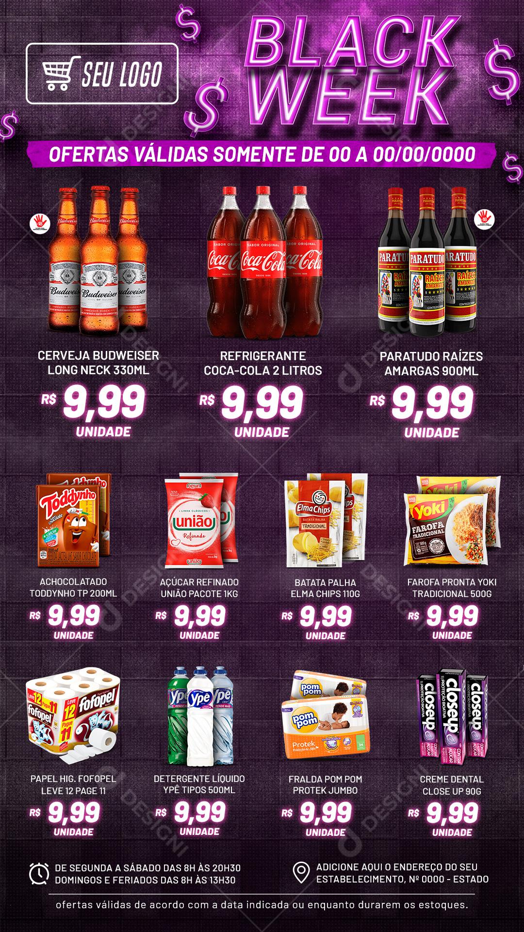 Encarte Black Week Produtos Cerveja Social Media PSD Editável