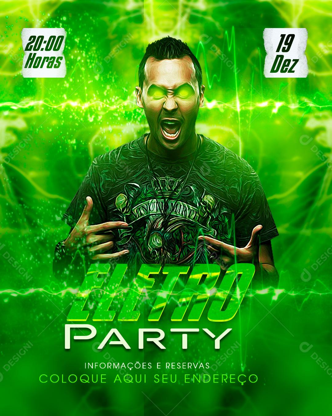 Flyer Eletro Party Show Evento Social Media PSD Editável