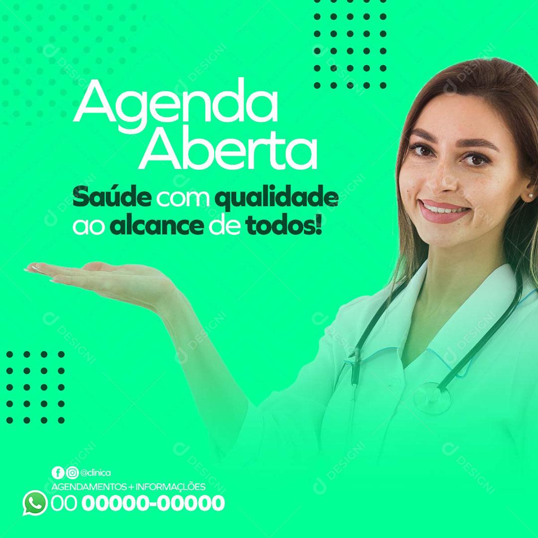 Social Media Clínica Agenda Aberta Post Feed PSD Editável