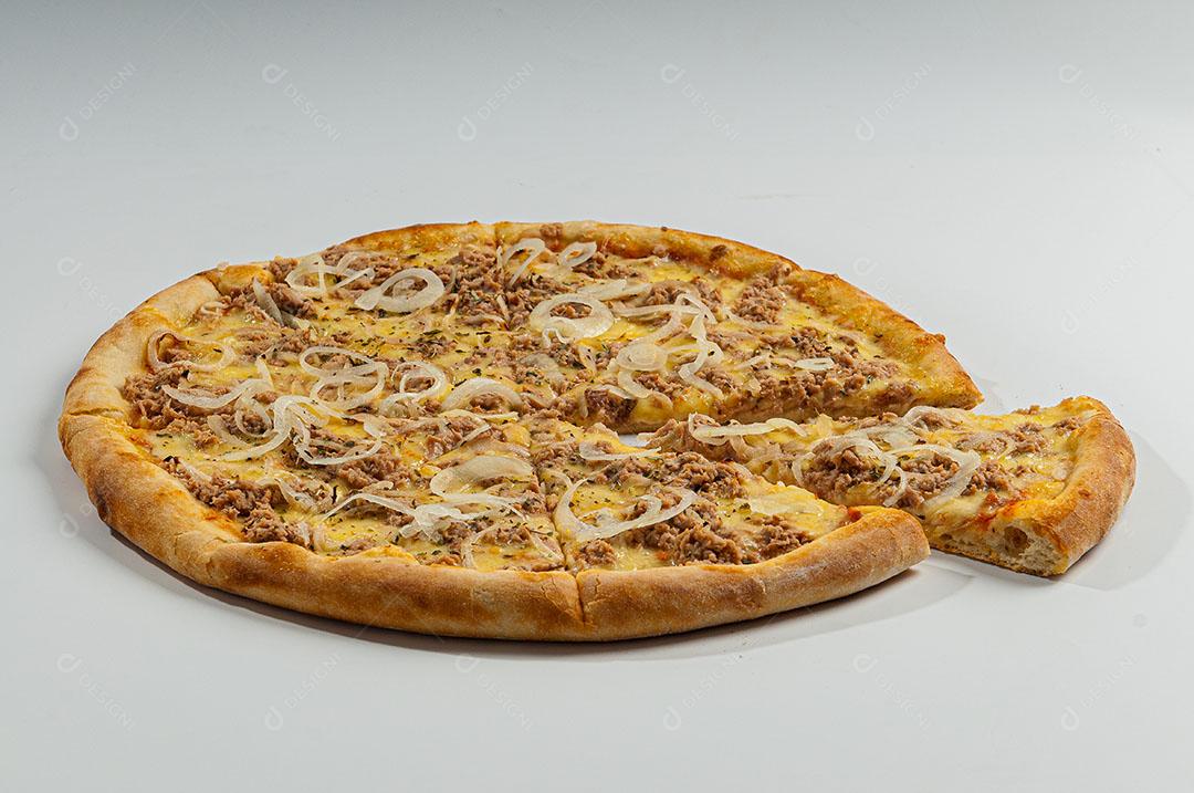 Foto Comida Pizza Carne Seca Fundo Branco Imagem JPG