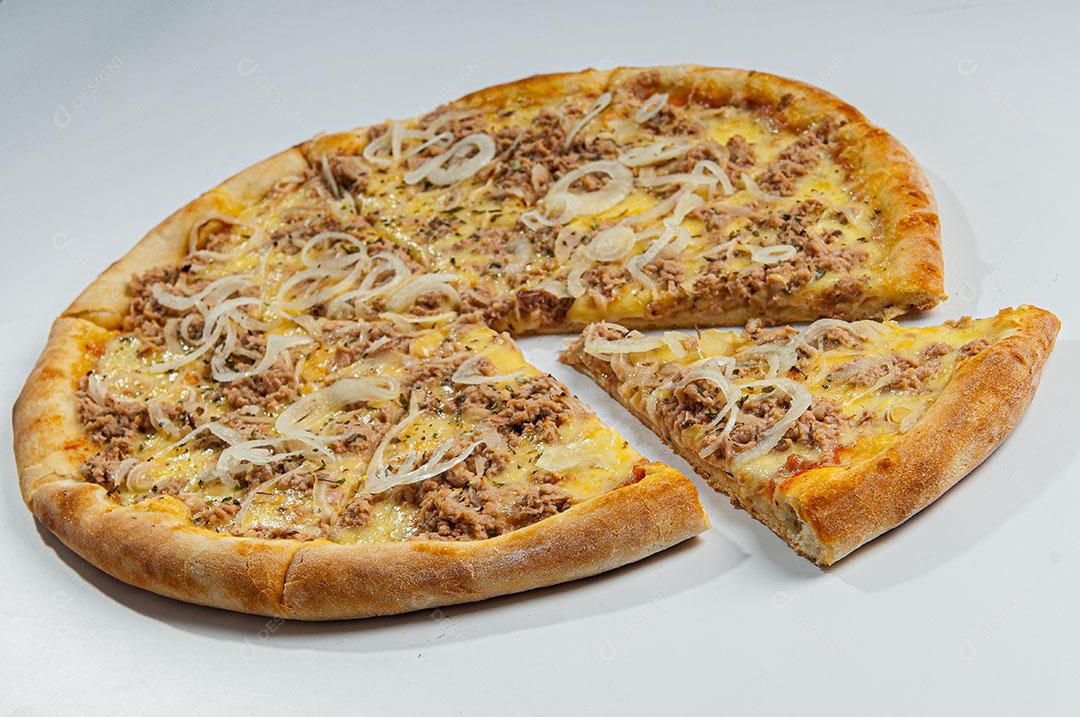 Foto Comida Pizza Carne Seca Fundo Branco Imagem JPG