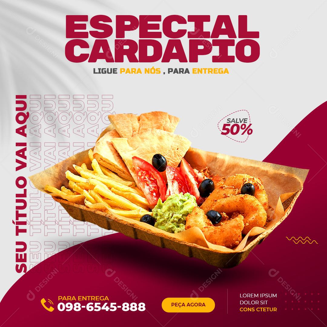 Delivery De Salgados Cardapio Especial Ligue Para Nós Para Entregar Lanchonete PSD Editável