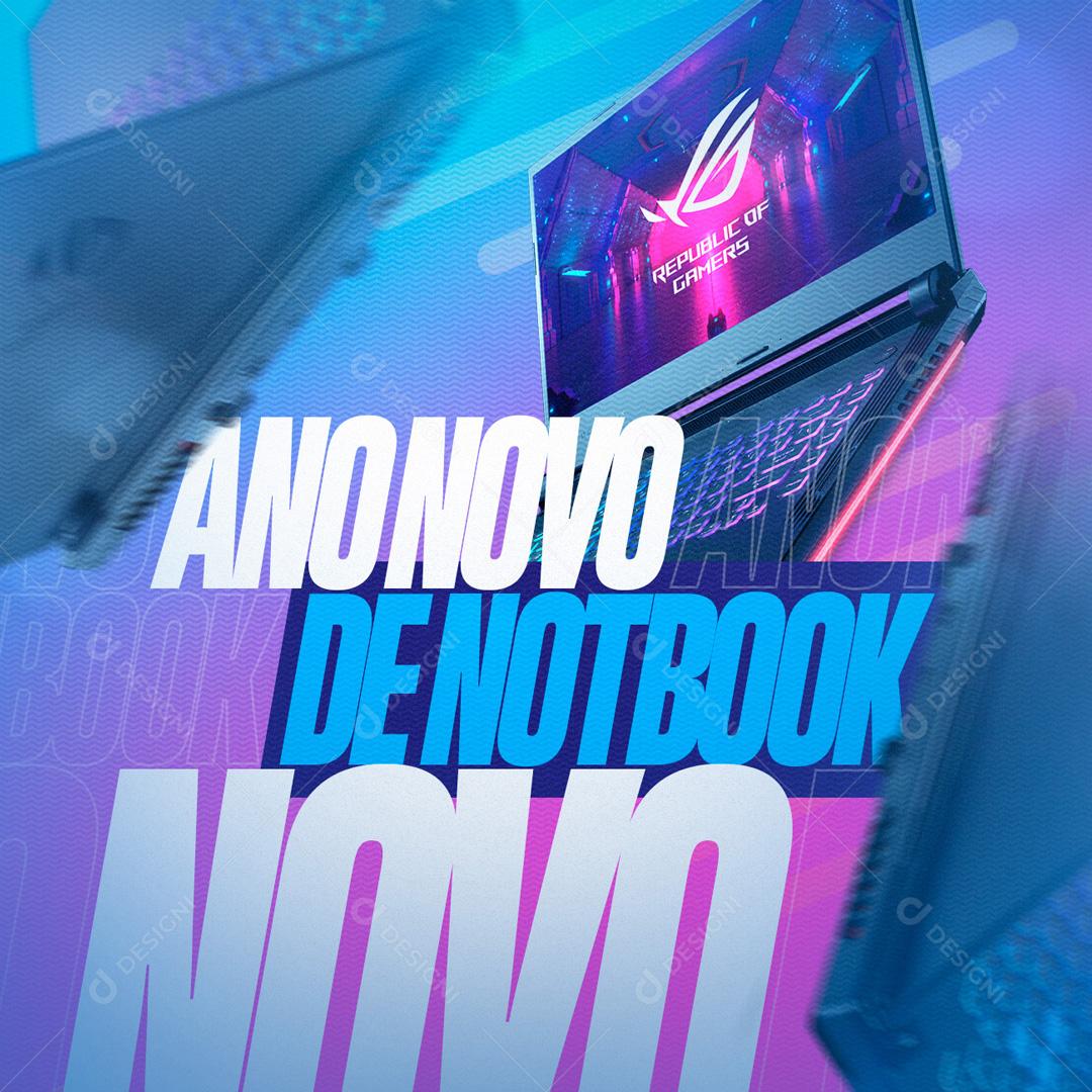 Ano Novo Notbook Novo Social Media PSD Editável