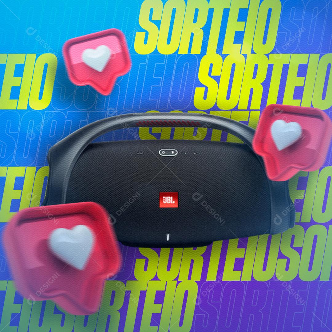 Sorteio Nas Redes Sociais JBL Bombox Social Media PSD Editável