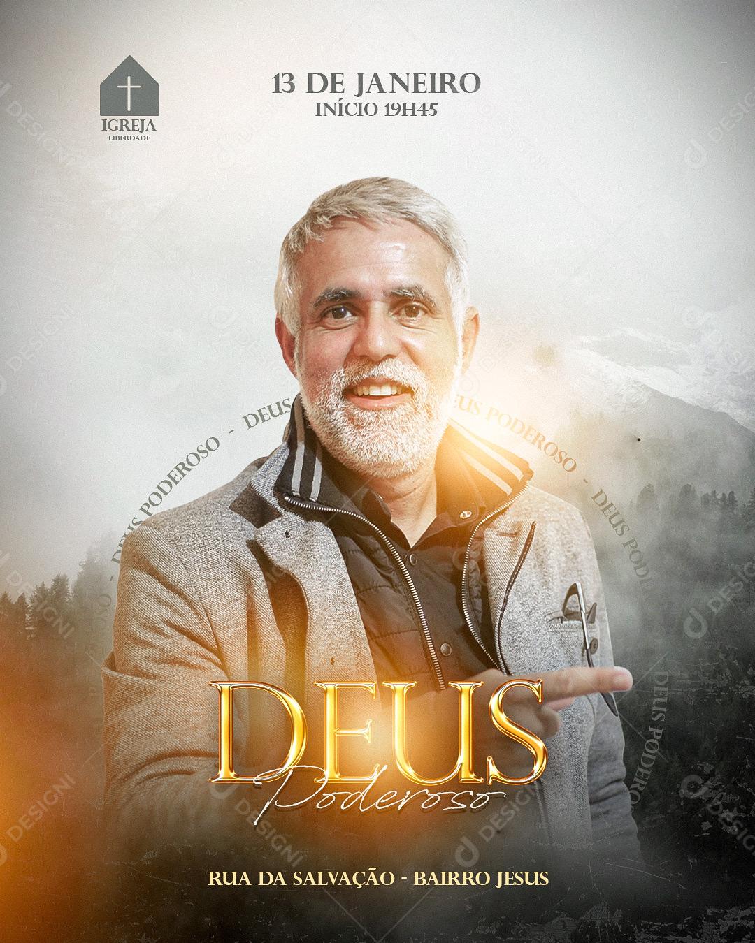 Social Media Flyers Gospel Live Com Pastor Claúdio Duarte PSD Editável