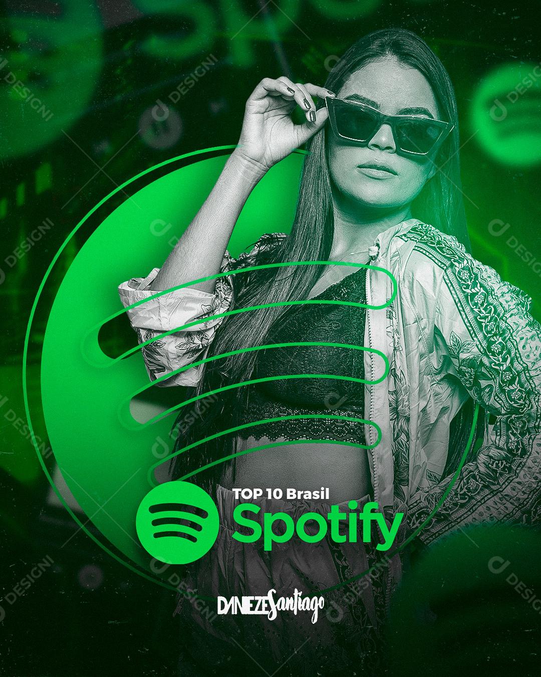 Flyer Músicas Sportify Streaming Artista Daneze Santiago Podcast PSD Editável