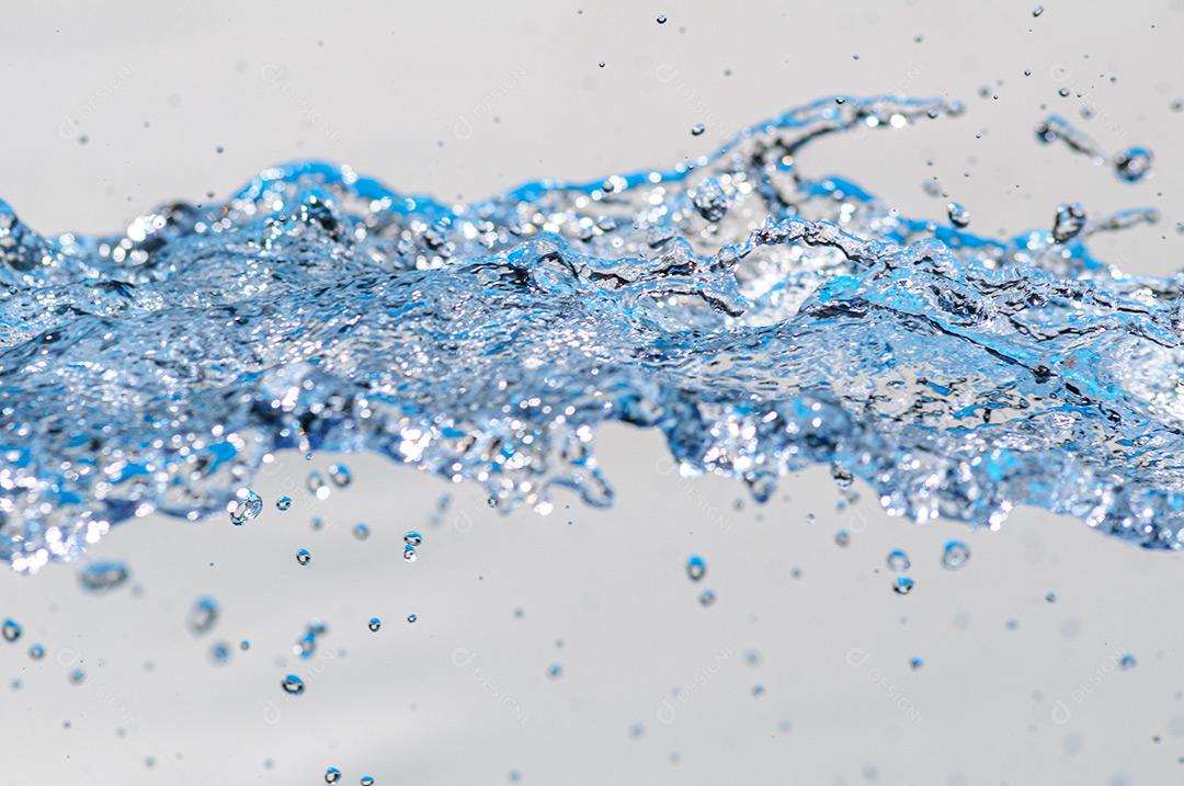 Moving water with droplets in studio with white background. Spash-5