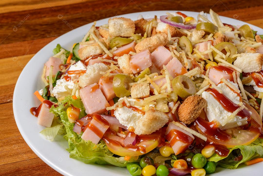 Ham And Cheese Salad On A White Plate 2 JPG.jpg I