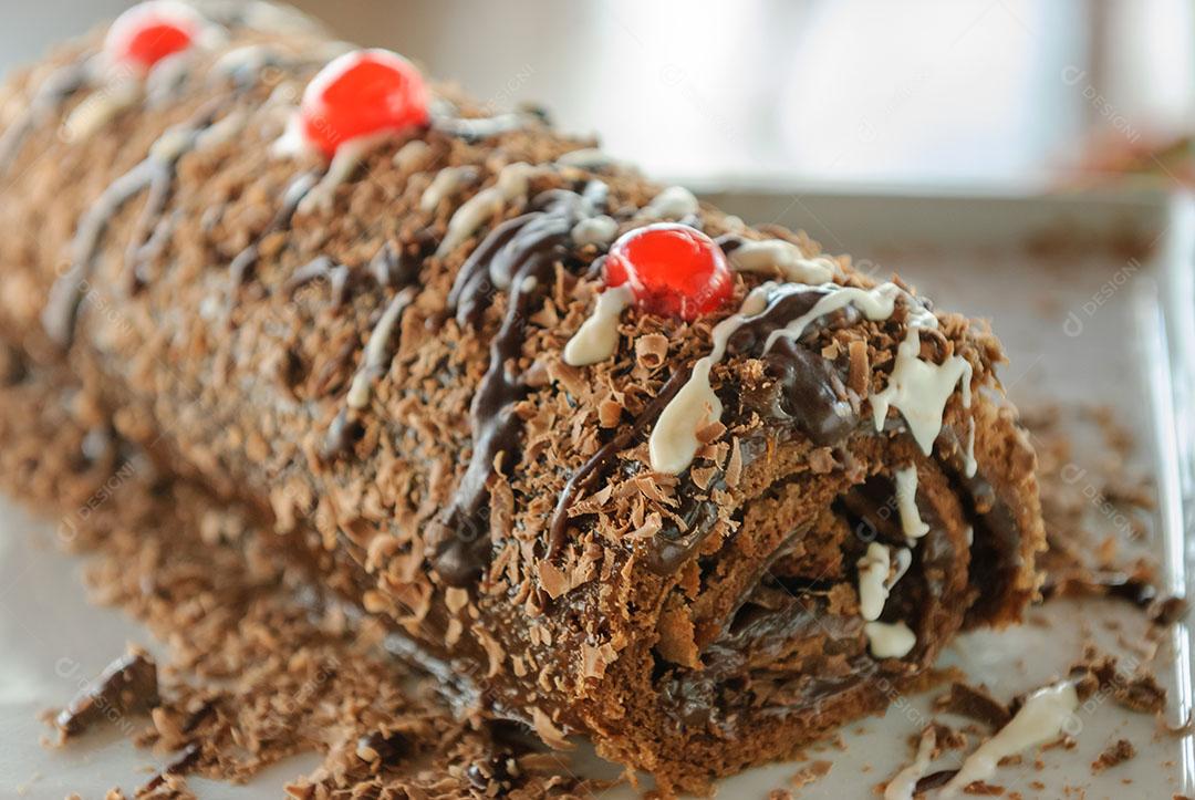 Bolo de Chocolate. Sobremesa Brasileira Imagem JPG