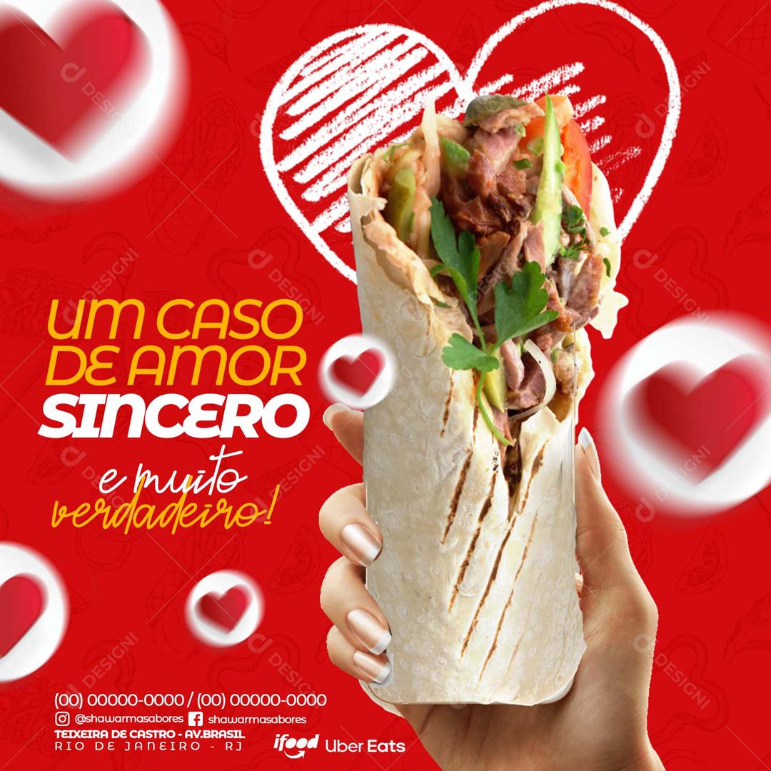 Um Caso De Amor Sincero Com Shawarma Social Media PSD Editável