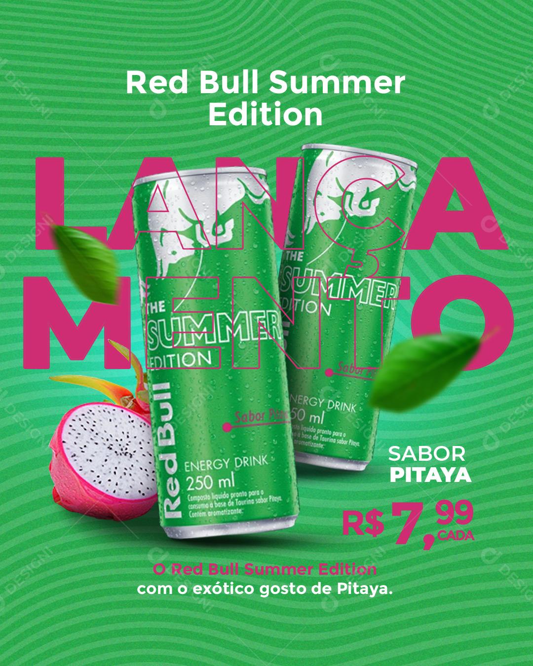 Social Media Bebidas Bar Distribuidora Red Bull Drinks PSD Editável