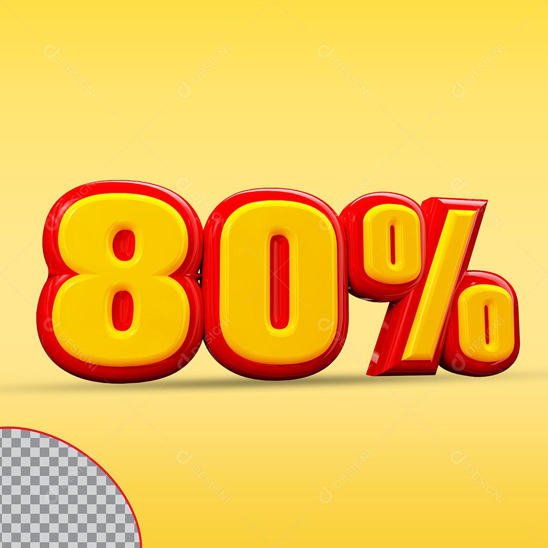 Ícone Porcentagem 80% Moeda Numeral  Elemento Para Composição PNG Transparente