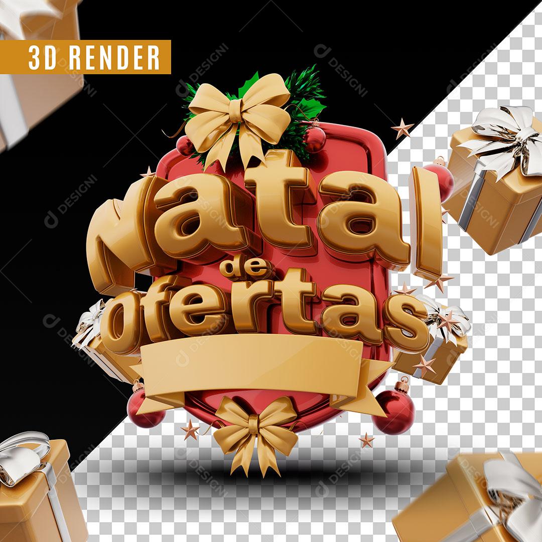 Natal de Oferta Selo 3D Natalino Para Composição PSD Editável