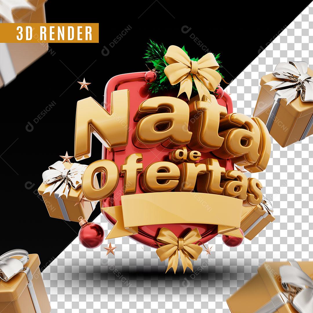 Natal de Ofertas Selo 3D Natalino Para Composição PSD Editável