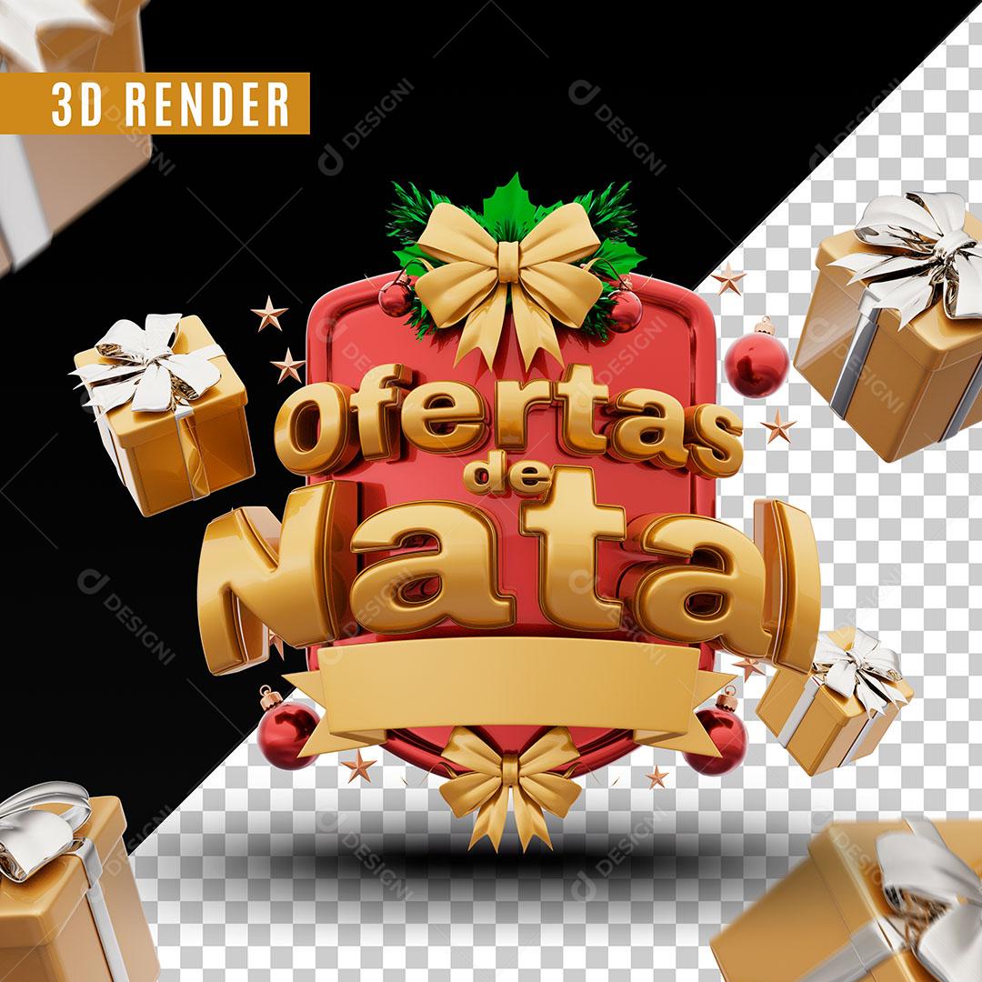 Natal de Ofertas Selo 3D Natalino Para Composição PSD