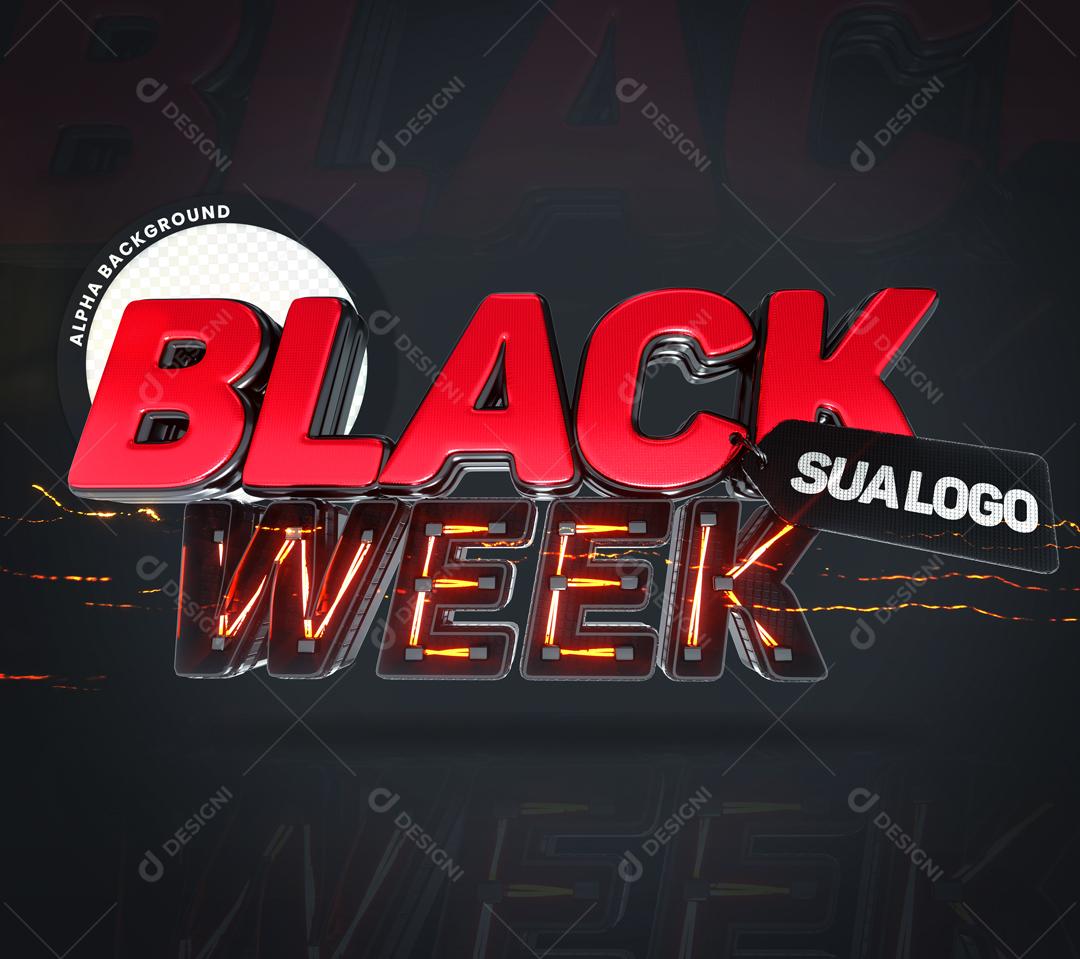 Black Week Selo 3D Para Composição Texto Editável PSD