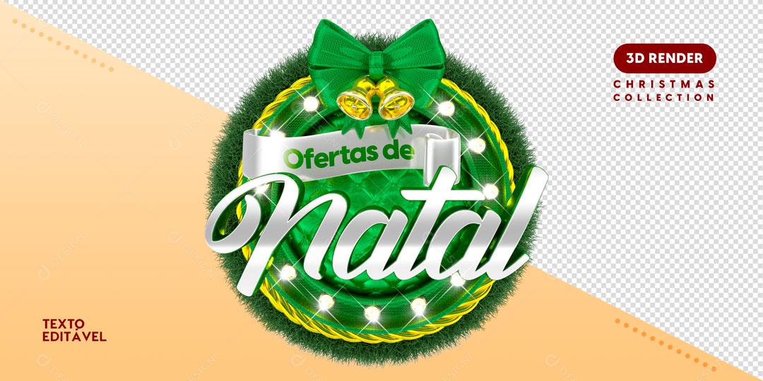 Girlanda Ofertas de Natal Verde Elemento 3D Para Composição PSD Editável