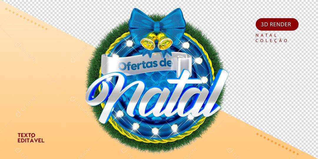 Girlanda Ofertas de Natal Azul Elemento 3D Para Composição PSD Editável