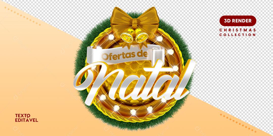 Girlanda Ofertas de Natal Dourado Elemento 3D Para Composição PSD Editável