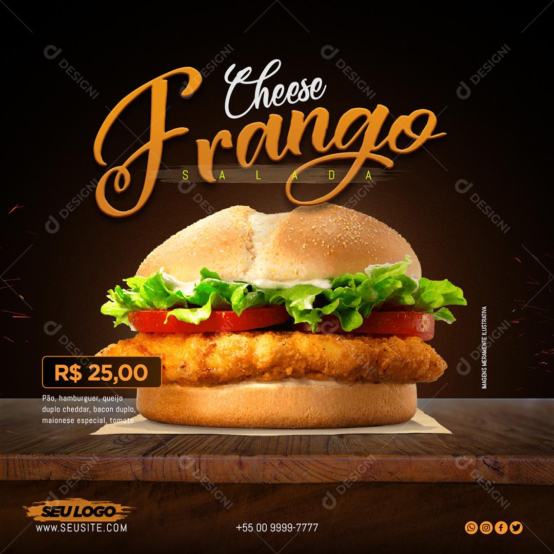 Hambúrguer Cheese Frango Especial Social Media PSD Editável