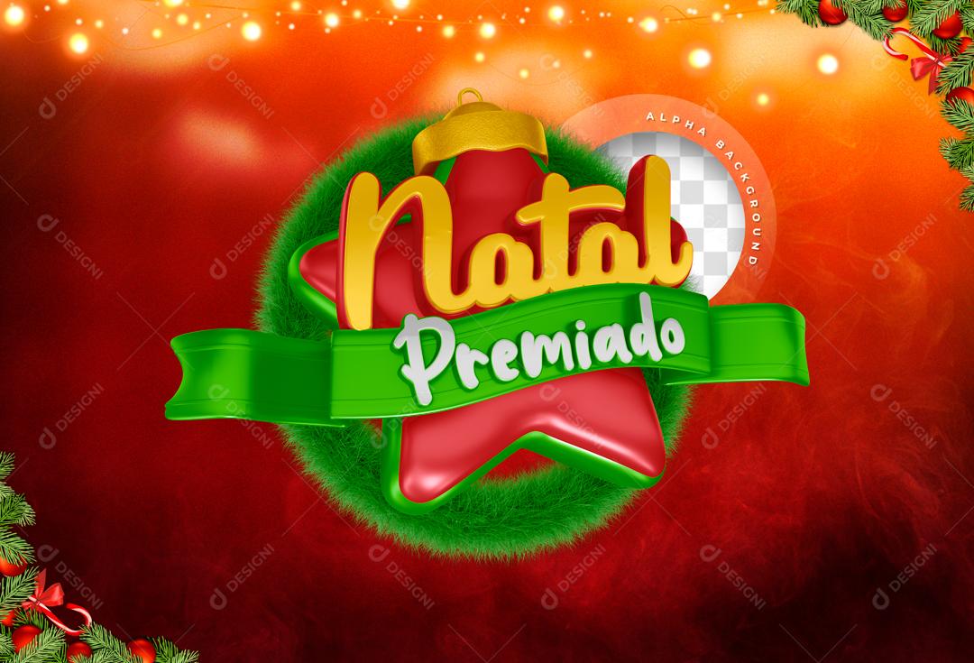 Selo 3D Para Composição Natal Premiado PSD