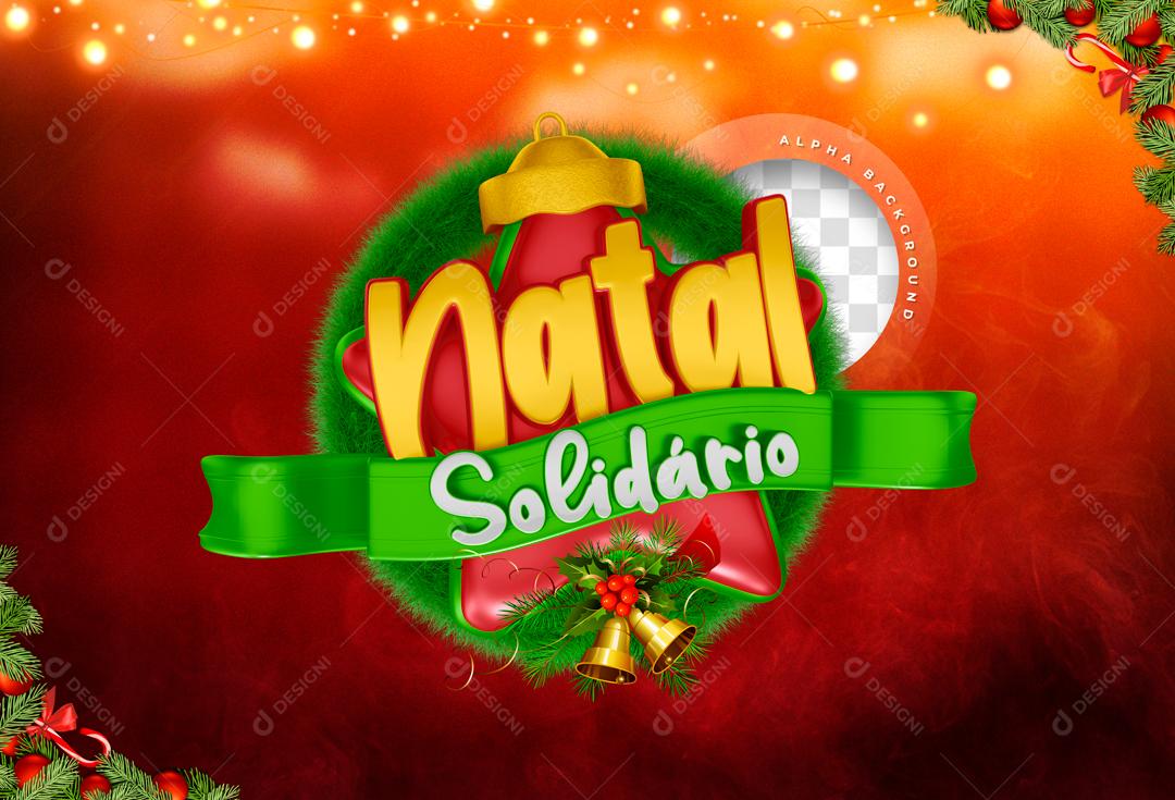 Selo 3D Para Composição Natal Solidário PSD