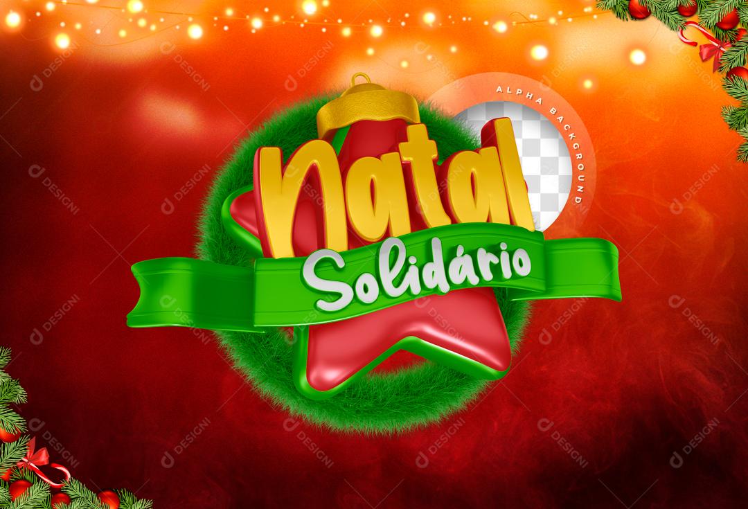 Selo 3D Para Composição Natal Solidário PSD