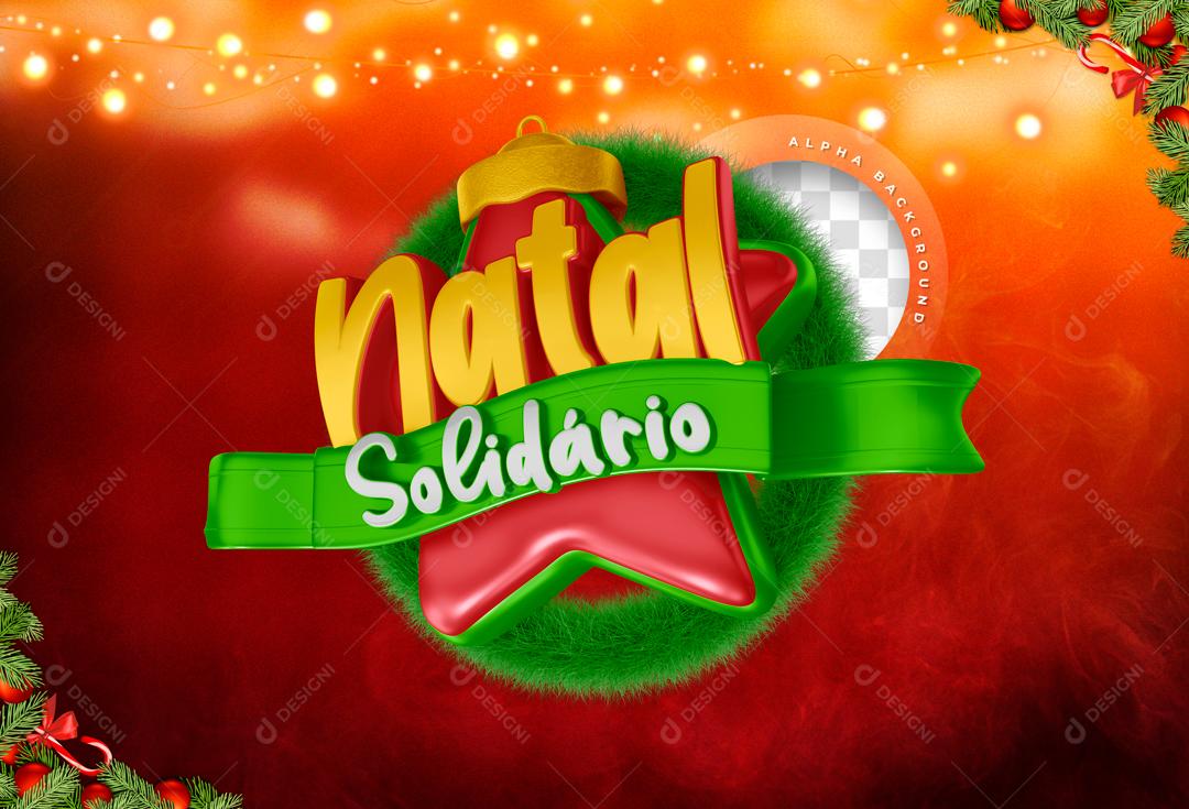 Selo 3D Para Composição Natal Solidário PSD