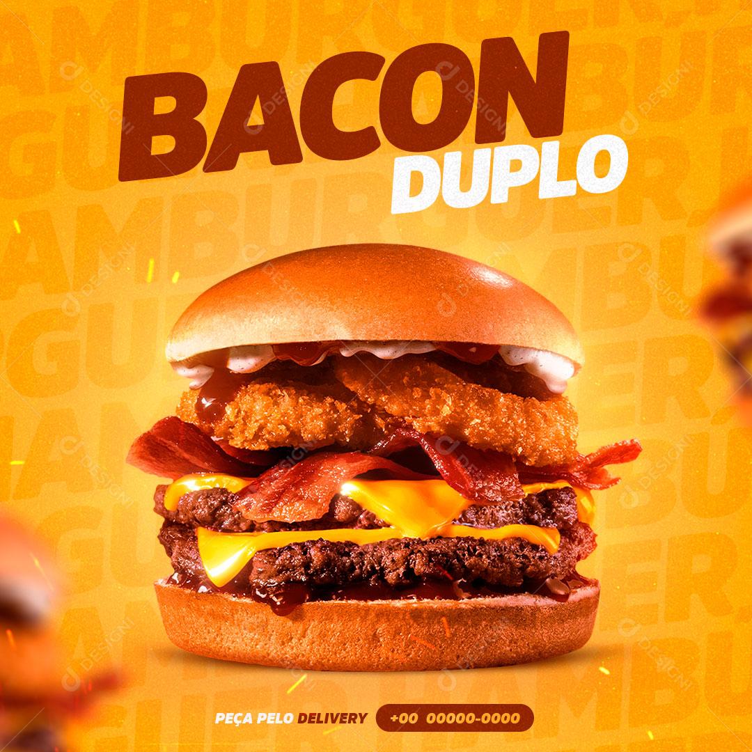 Social Media Hamburgueria Bacon Duplo Burguer PSD Editável