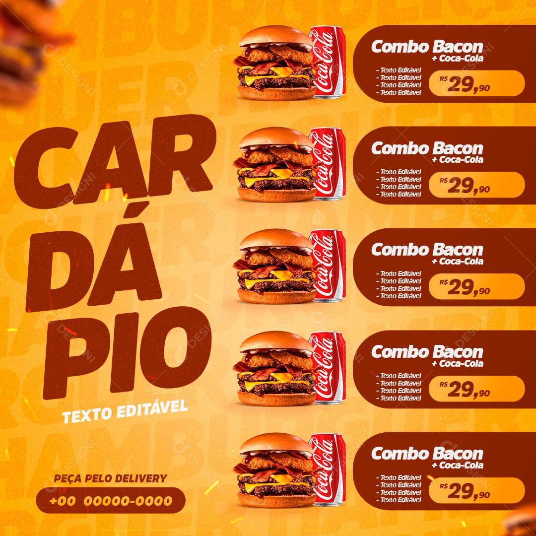 Social Media Story Cardápio Hamburgueria Combo Burguer + Bebida PSD Editável