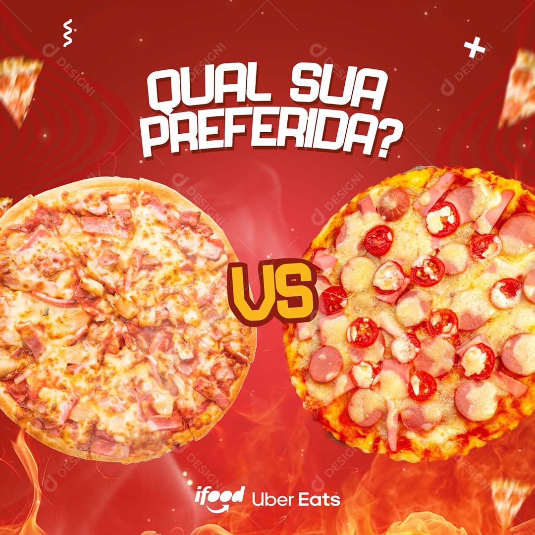 Social Media Pizzaria Qual Sua Preferida Pizza PSD Editável
