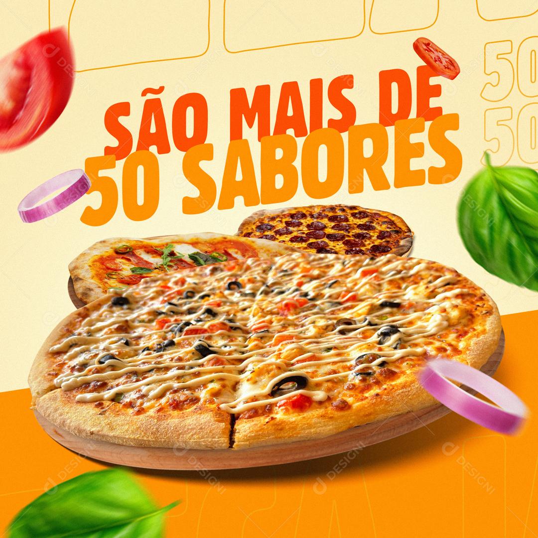 São Mais De 50 Sabores De Pizza Social Media PSD Editável