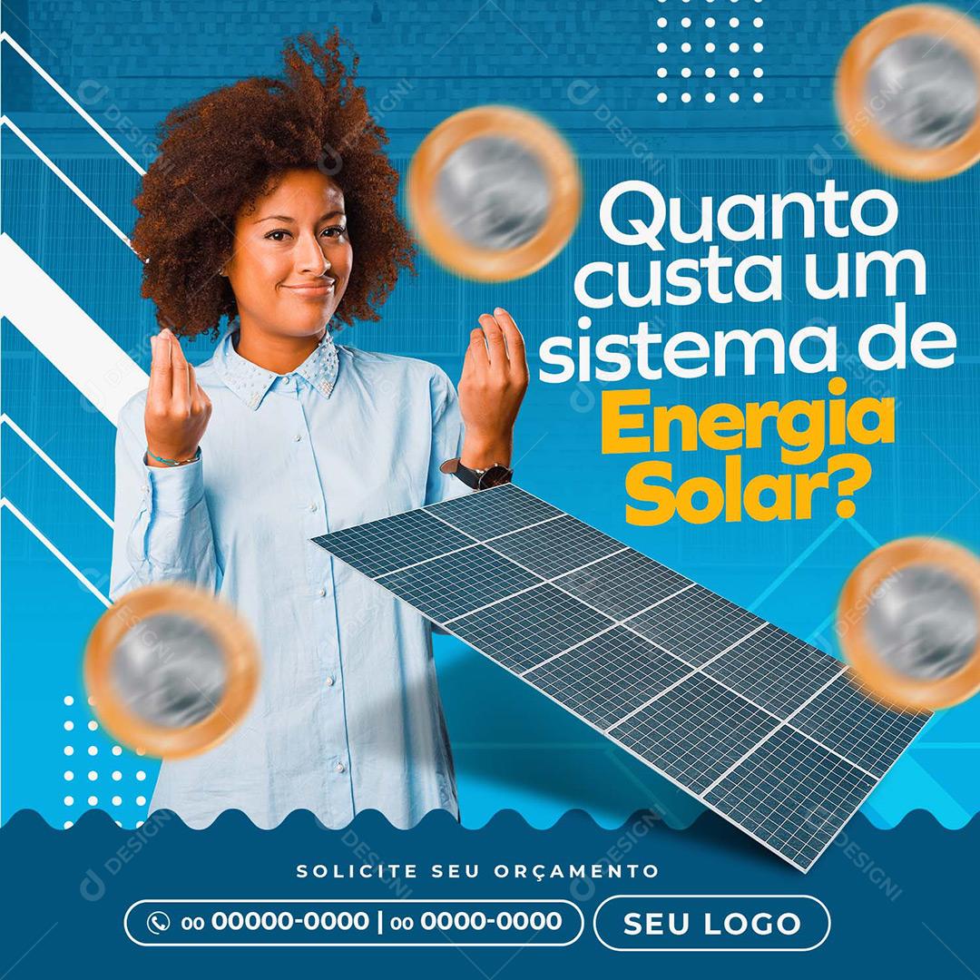 Social Media Placa Solares Sistema Solar energia PSD Editável