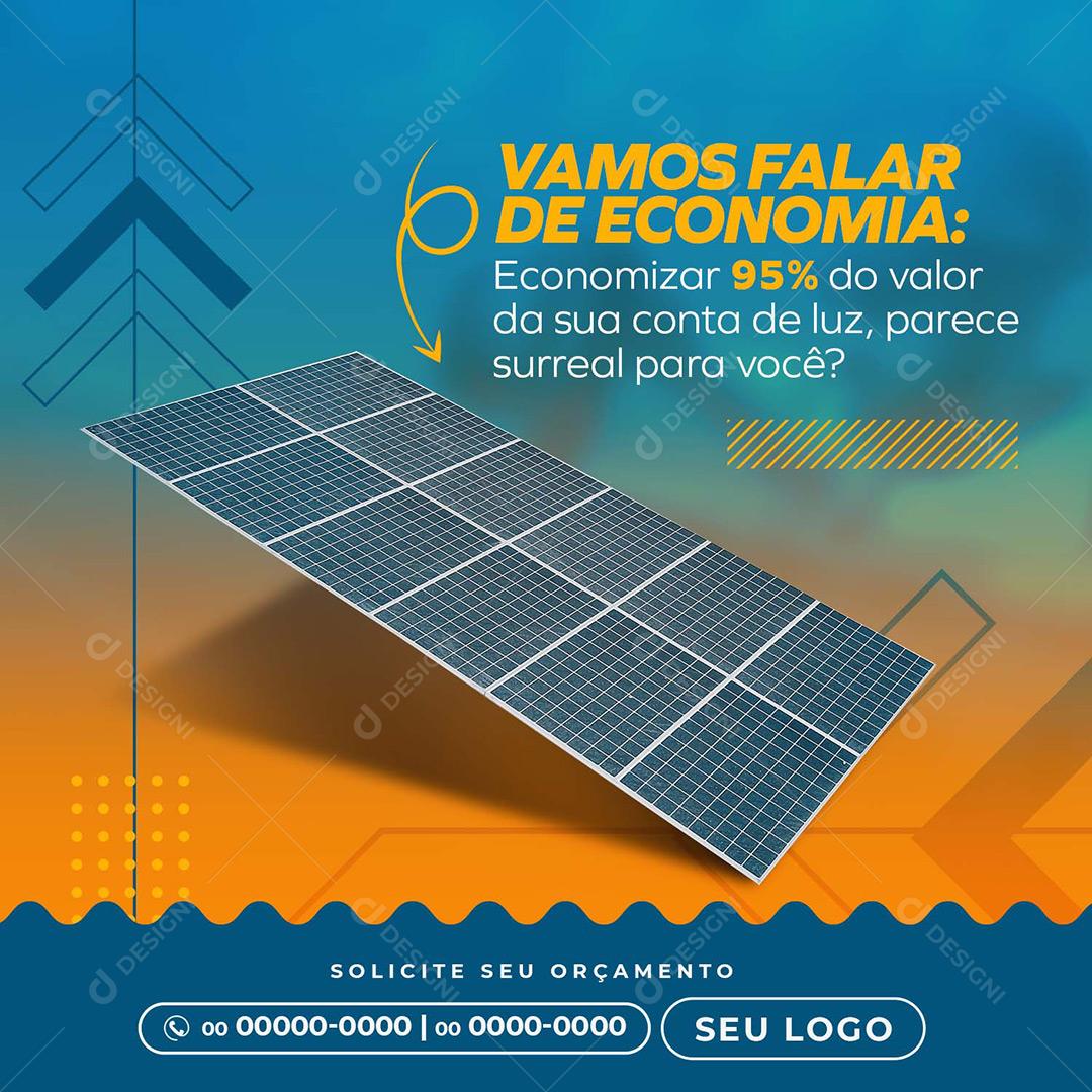 Social Media Energia Solar Vamos Falar De Economia Placas Solar PSD Editável