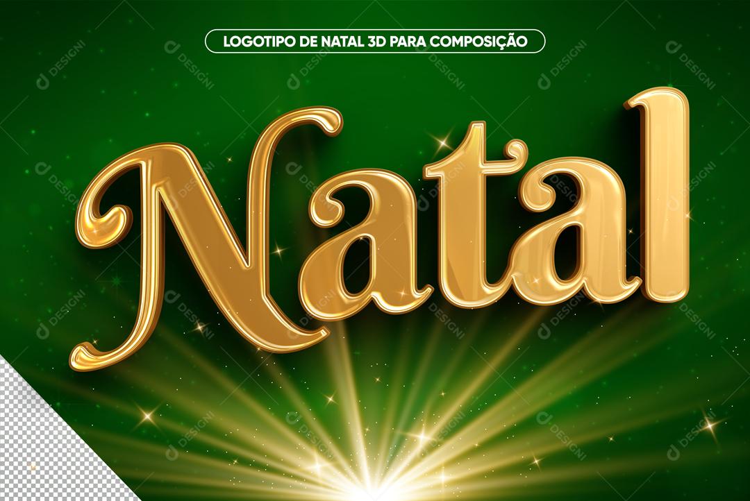 Selo 3D Para Composição Natal Dourado PSD Editável