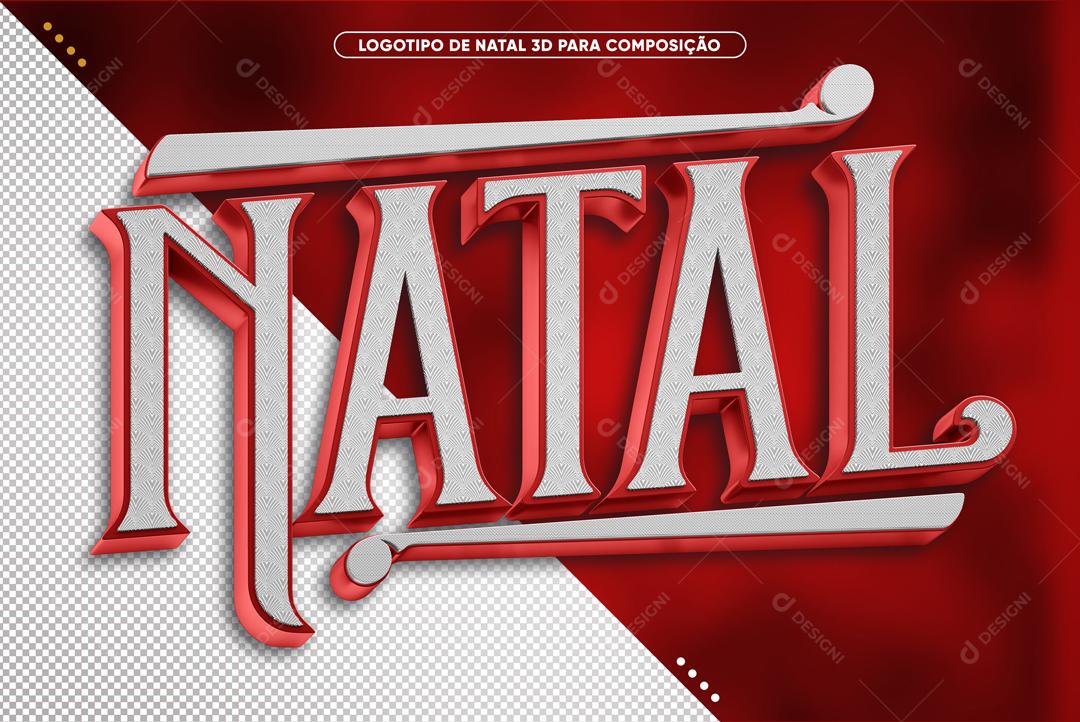 Selo 3D Para Composição Natal Branco E Vermelho PSD Editável