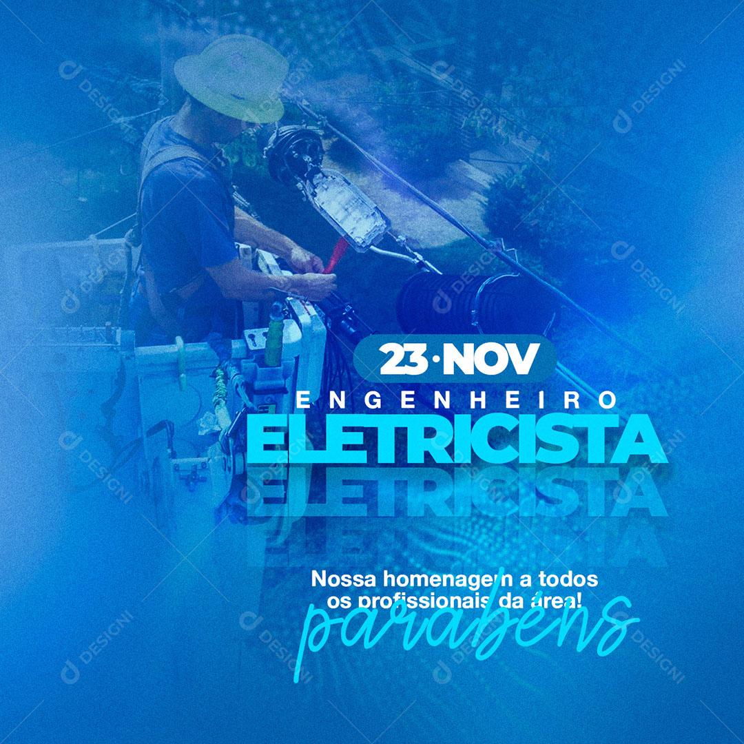 Social Media Data Comemorativa Dia do Engenheiro Eletricista PSD Editável