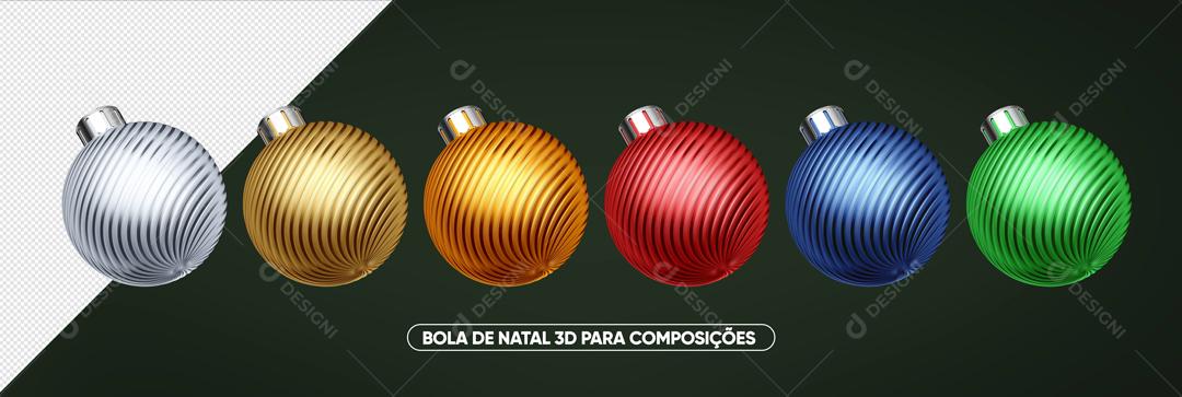 Elemento 3D Para Composição Bolas De Arvore De Natal PSD Editável