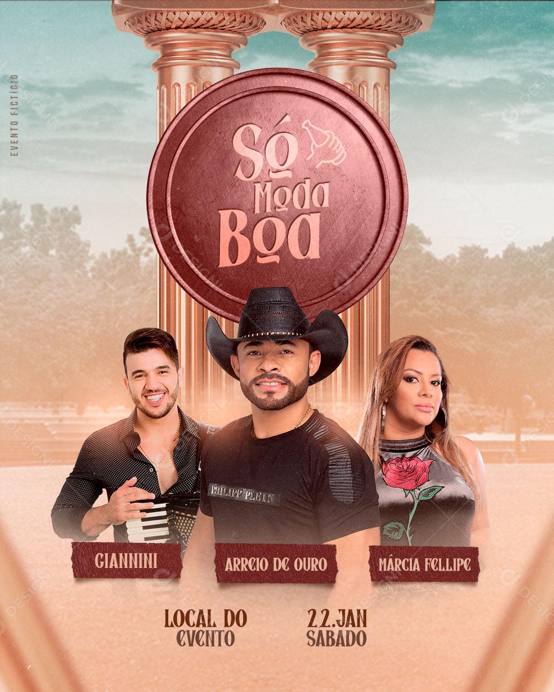 Flyer Show Evento Só Moda Boa Artistas Cantores Social Media PSD Editável