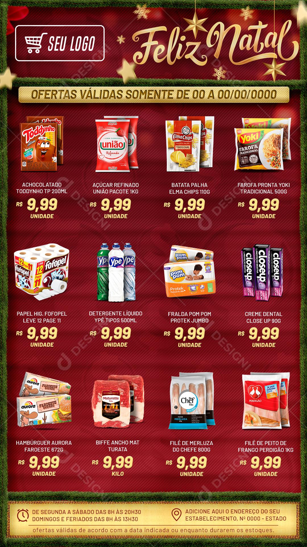 Encarte Feliz Natal Produtos De Limpeza Social Media PSD Editável