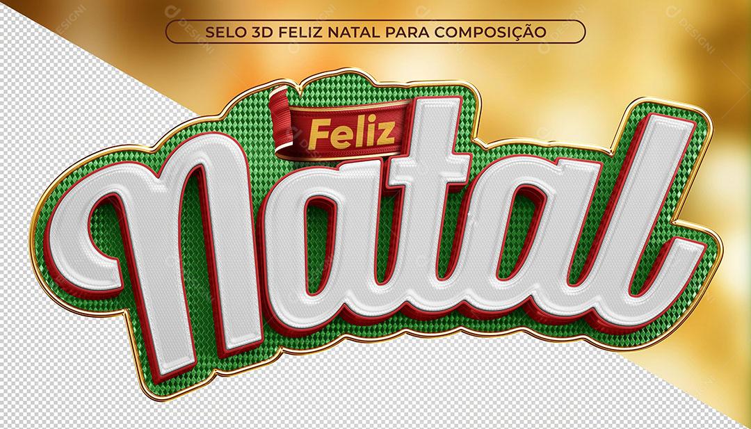 Feliz Natal Selo 3D Verde Para Composição PSD Editável