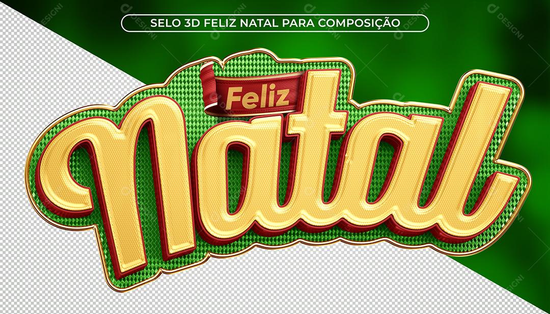 Selo 3D Para Composição Feliz Natal PSD Texto Editável