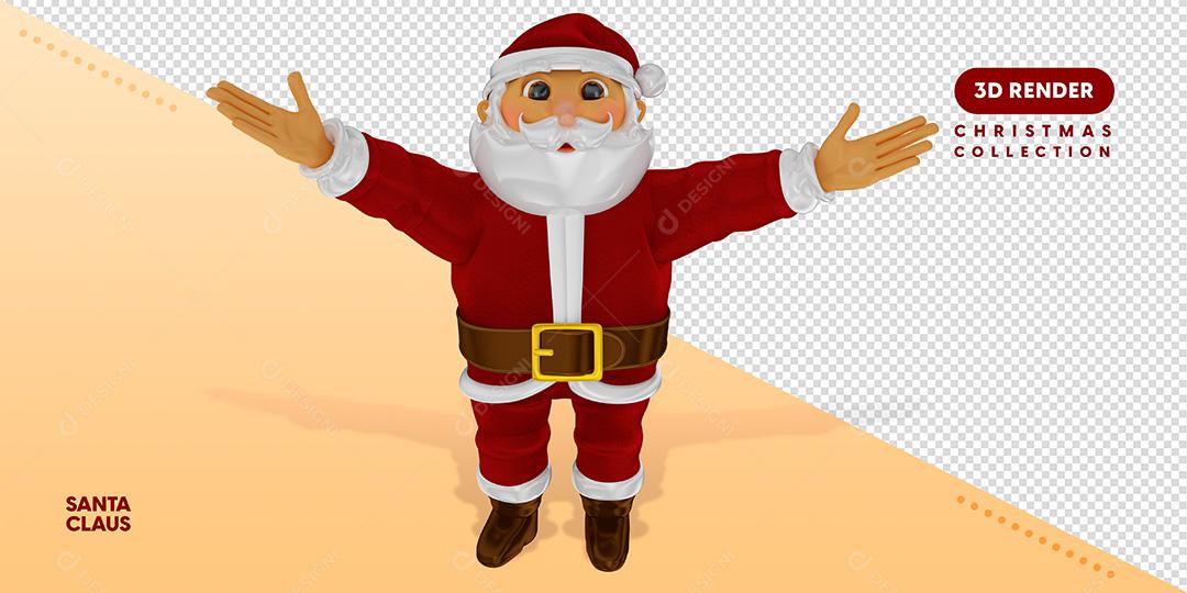 Elemento 3D Para Composição Papai Noel De Braços Abertos PSD