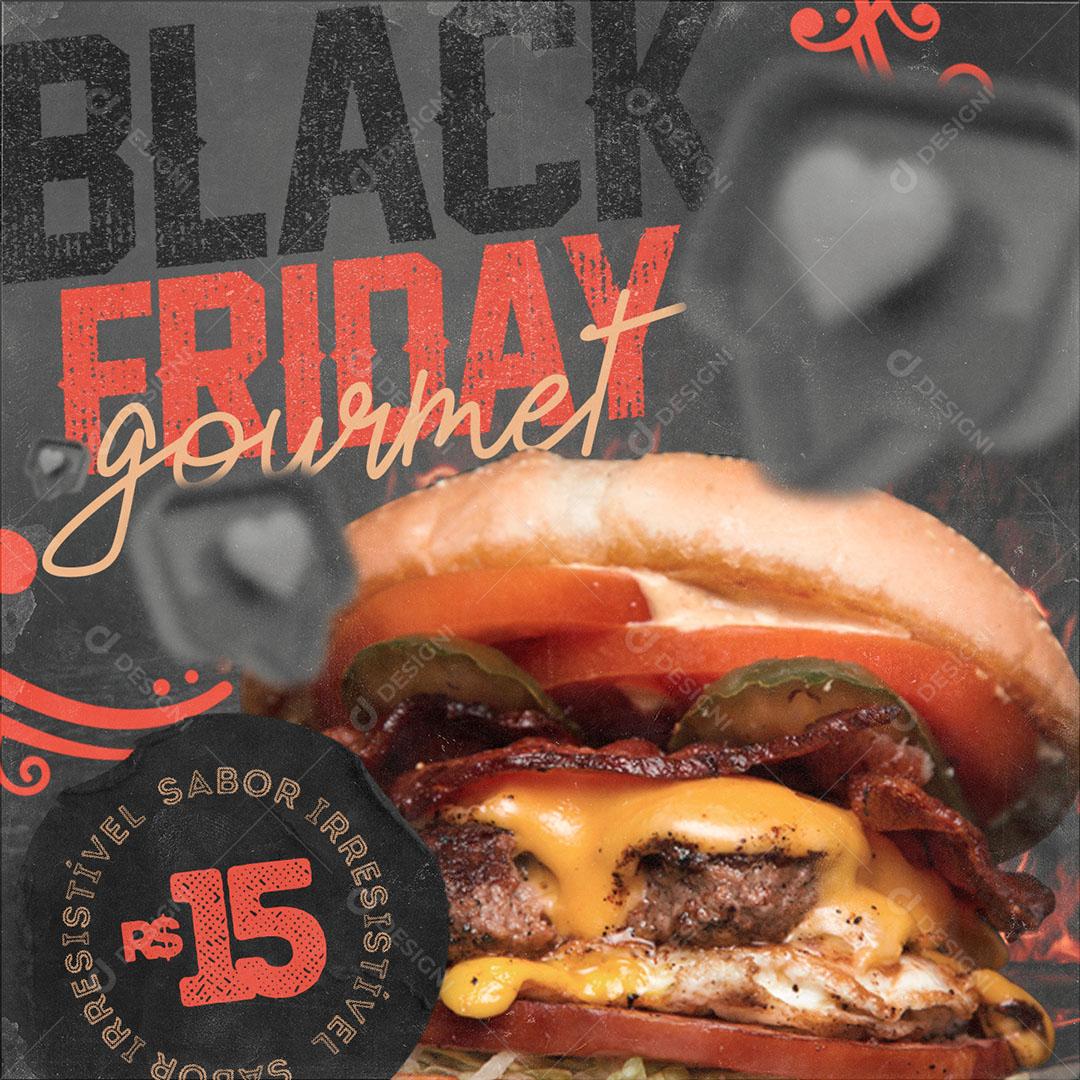 Social Media Hamburgueria Black Friday Gournet Burguer PSD Editável