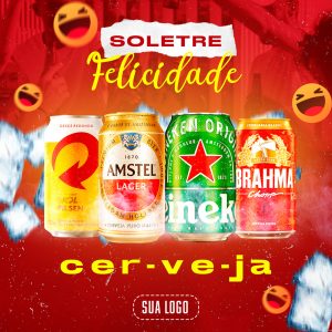 Post Cerveja Soletre Felicidade Cerveja Social Media PSD Editável