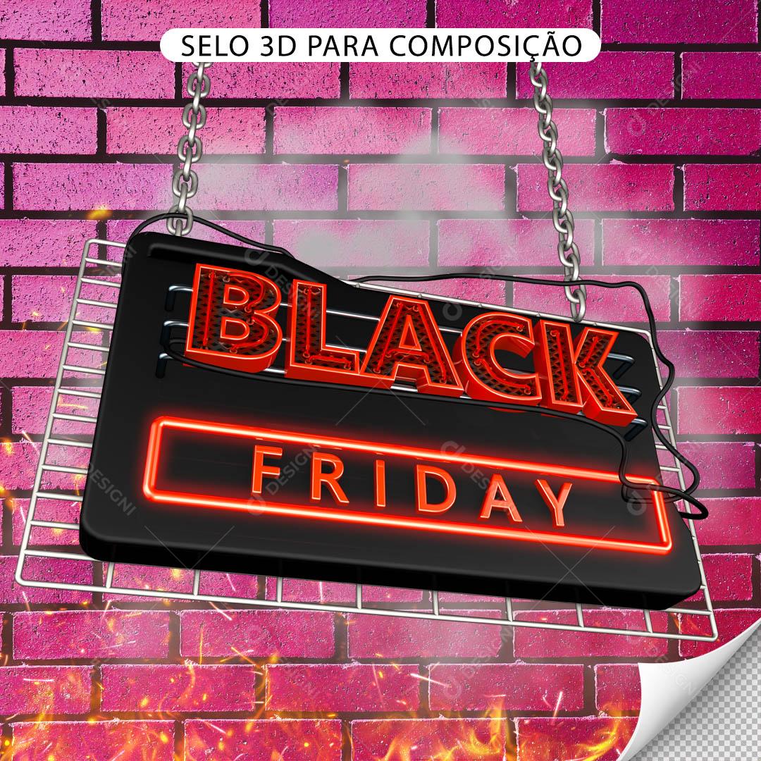 Selo 3D para Composição Black Friday PNG Transparente Sem Fundo